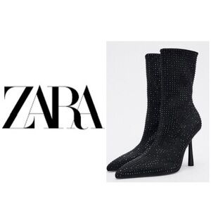 ‼️WOW‼️Zara - STUNNING‼️Rhinestone high heel ankle boot🤩